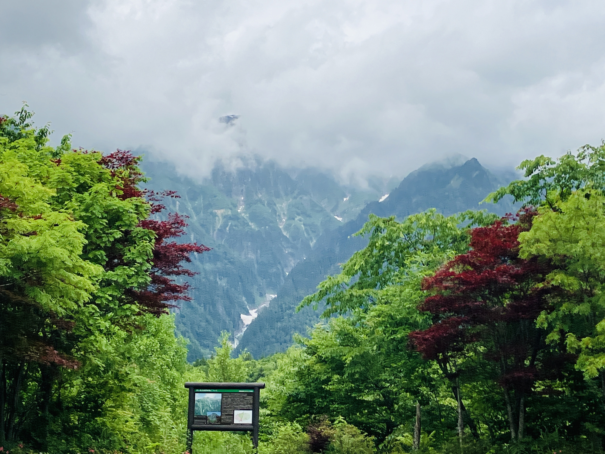 鍋平園地から見た笠ヶ岳